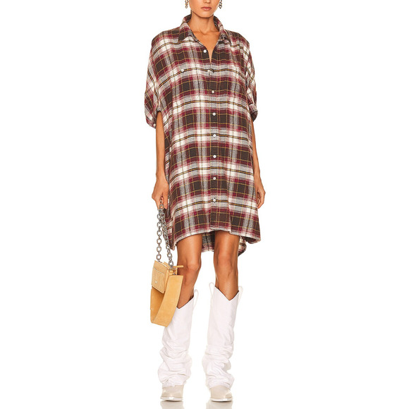 R13 | Dresses | R3 Plaid Red Cotton Oversized Boxy Shirt Dress Size S ...